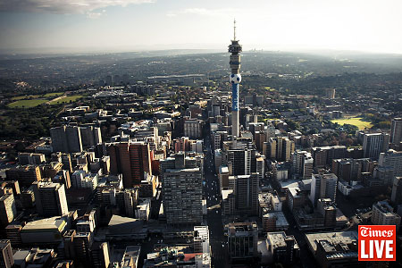 The densely populated center of Hillbrow in Johannesburg. May 2011
